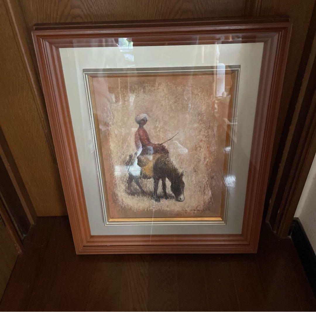 絵画 ロバにのる人 金田辰弘