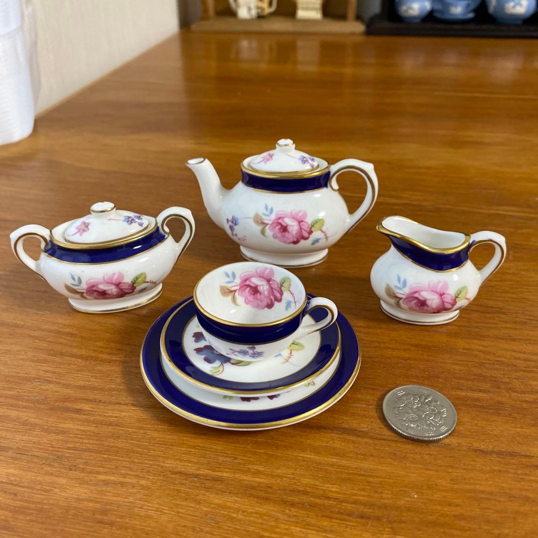 コールポート ミニチュア　コバルト　ローズ　ティーセット　ティタニア　チタニア