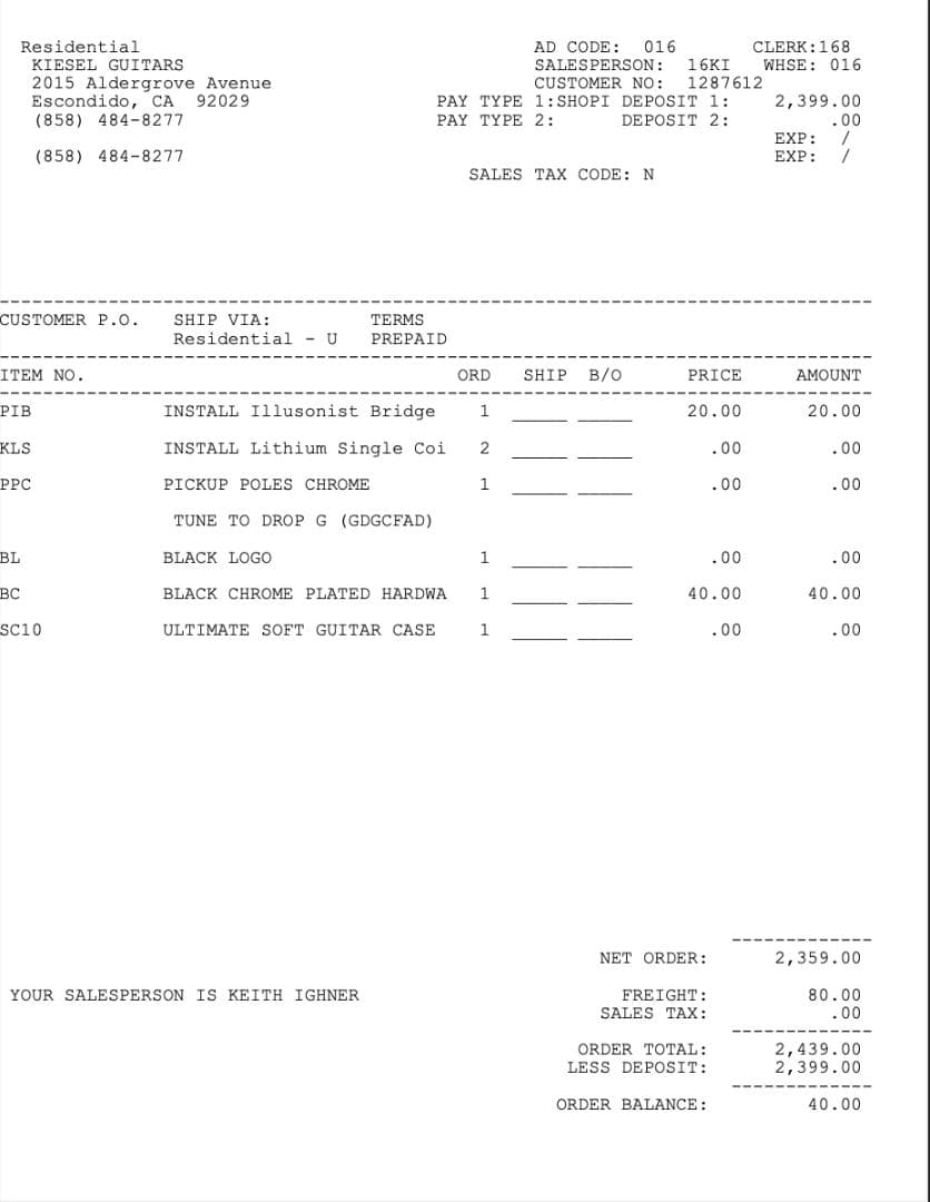 Kiesel Solo 7弦ギター Evertune SSH