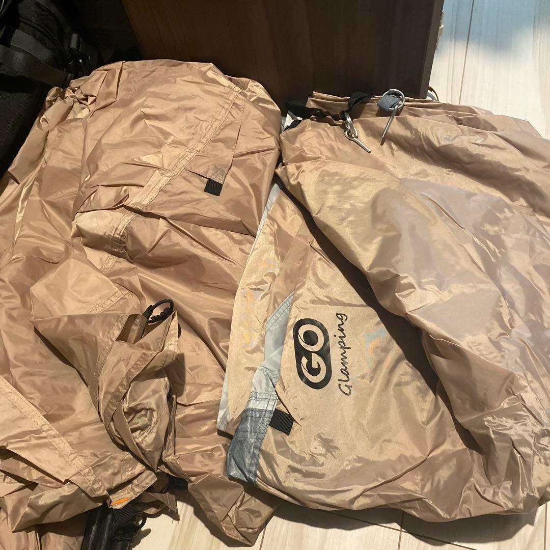 1回使用GOGlampingツーリングテント　ベージュ キャノピーポール付き