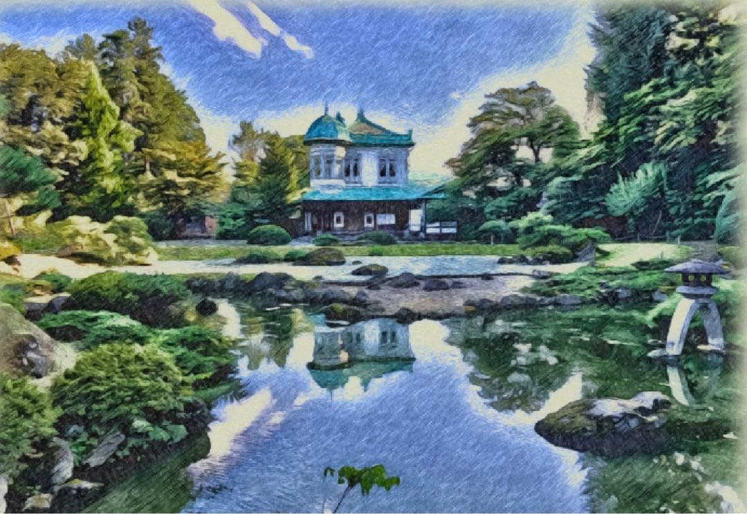 ジブリアート② 借りぐらしのアリエッティより「盛美園」32.7㎝×24.0㎝