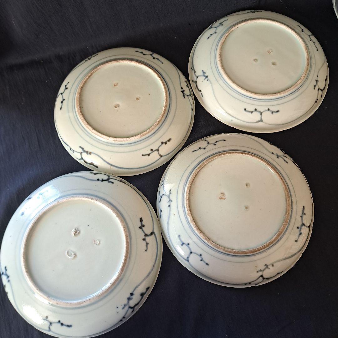 「江戸のお皿を食卓に！」 古伊万里染付皿(直径18cm ) 4客セット 骨董アン