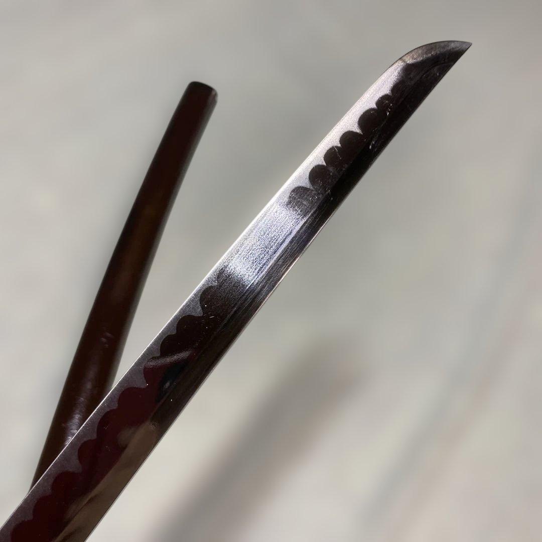 模造刀 濃緑柄 角松透し楕円鍔 茶鞘