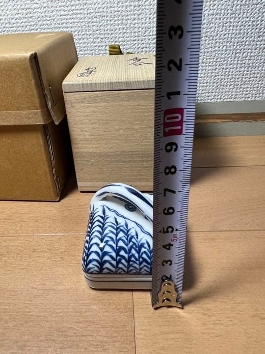 674 隅田川　利昇　染付　香合　未使用