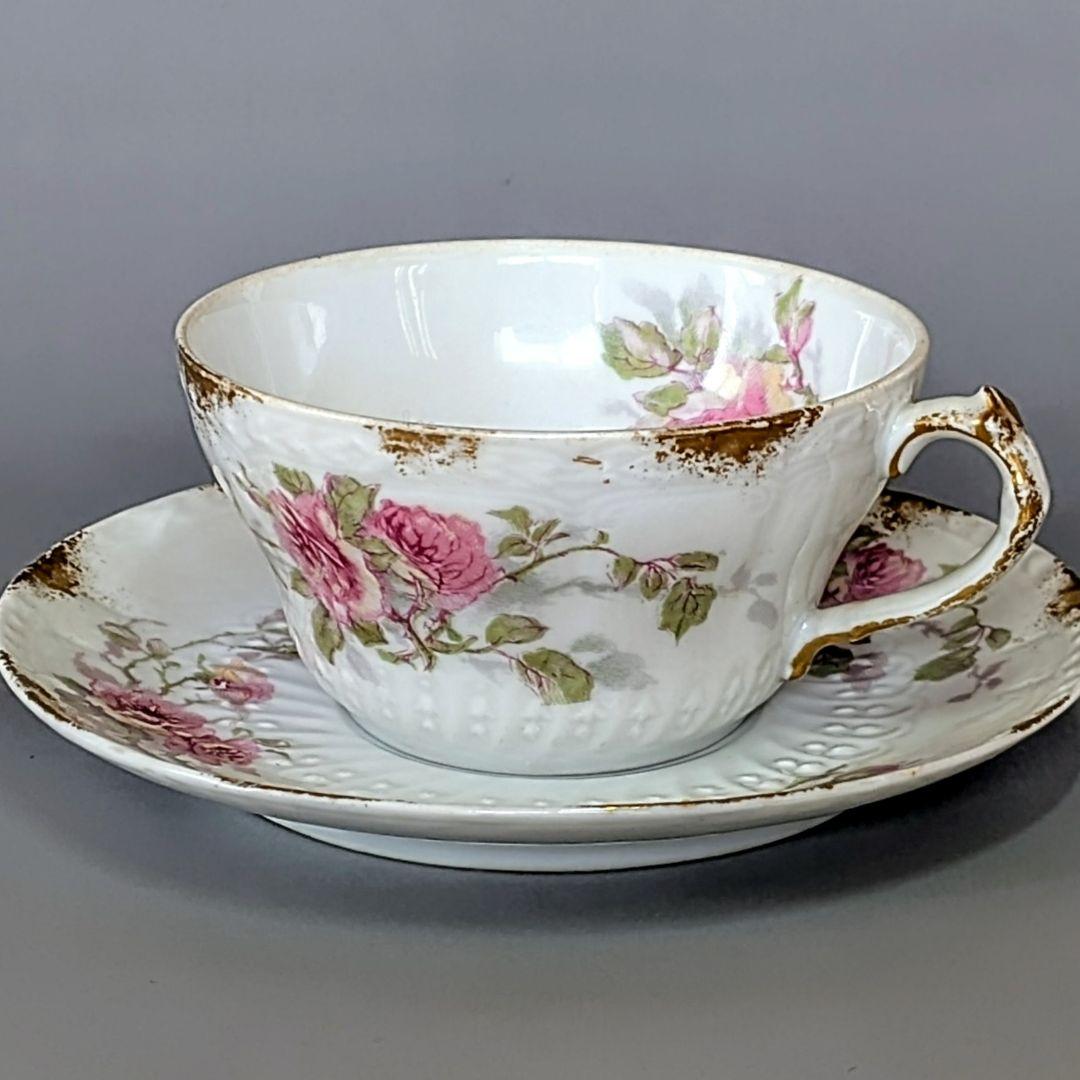 アビランド リモージュ　フランスアンティーク/薔薇暈し金彩/カップ&ソーサー