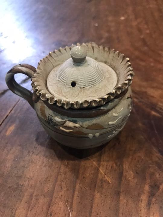 万古焼 富士山に鶴紋急須　煎茶道具　中国