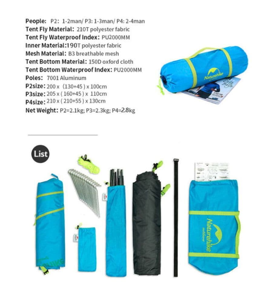 Naturehike ドーム型テント ホワイト ４人用