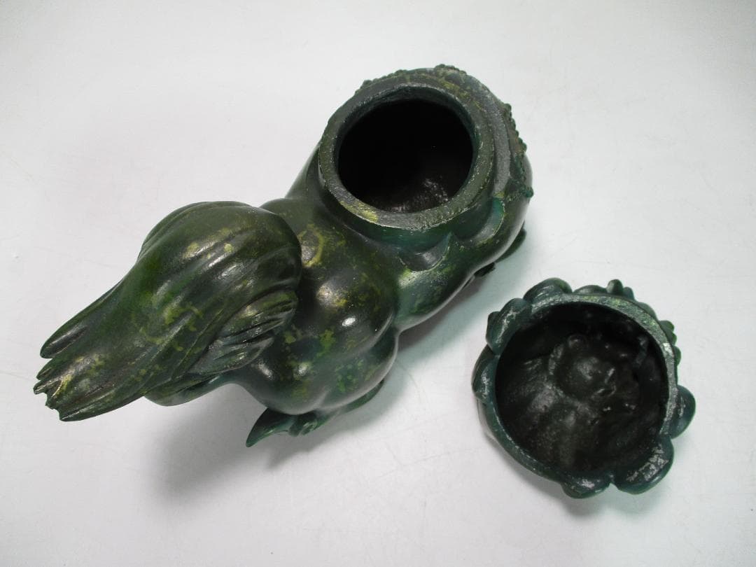 白銅 香炉 計２点 獅子型 正晴 作 ４足耳付 香道具 中国美術