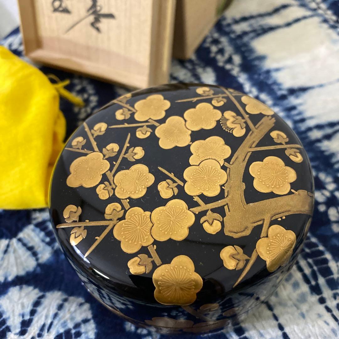 飯田光秋　梅蒔絵平棗　茶道具