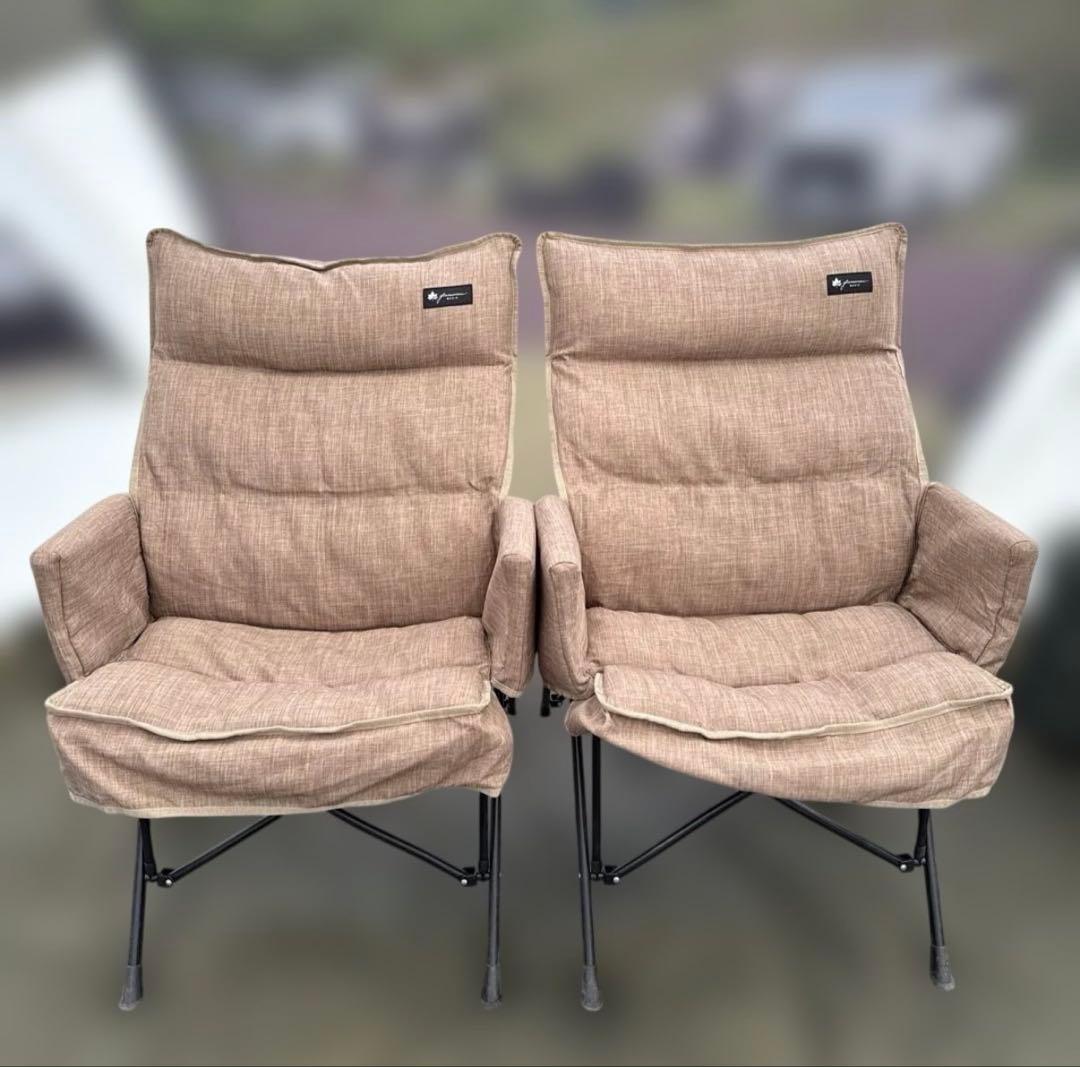 ロゴスLOGOS グランベーシック　折りたたみ式ベージュファブリックチェア