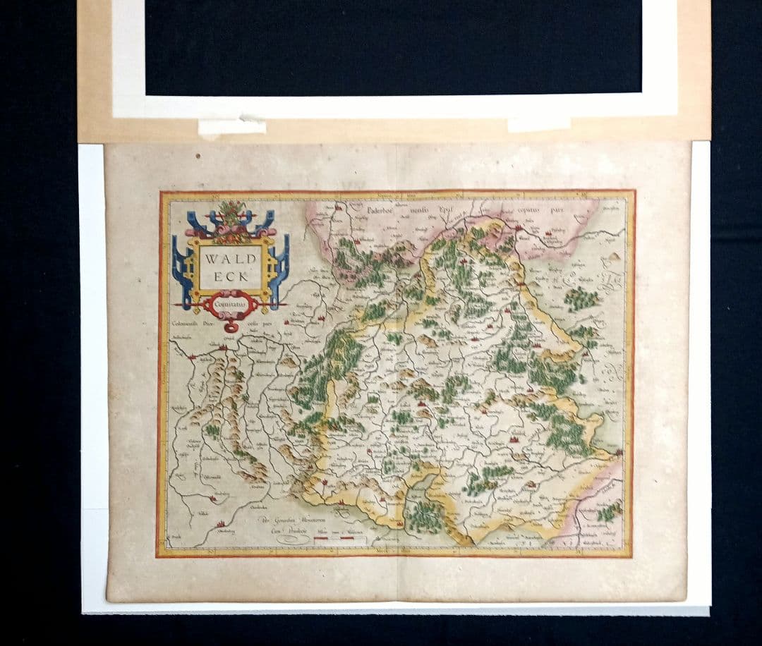 額装品　西洋古地図　17世紀　G.MERCATOR 「Waldeck」美品