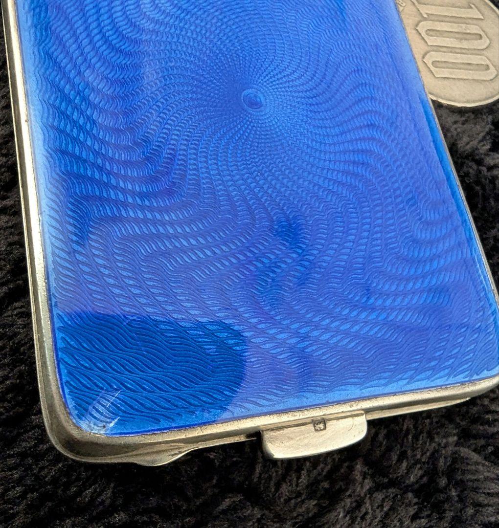 英国アンティーク スターリングシルバーギョーシェエナメル マッチケース