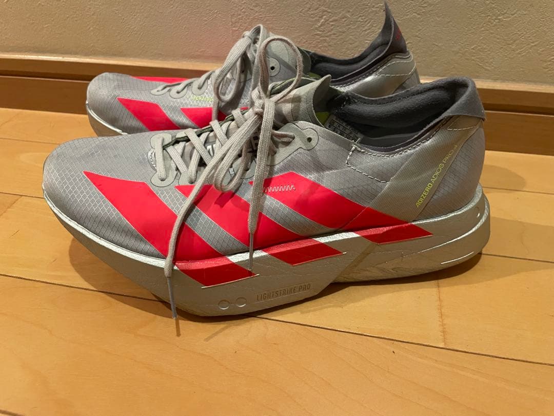 adidas ADIZERO ADIOS PRO4 M グレー/レッド24.0