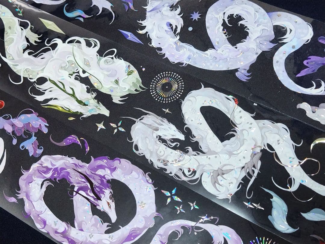 切売 568★ 海外 マスキングテープ マステ PET 装飾 龍 竜 贝壳銀