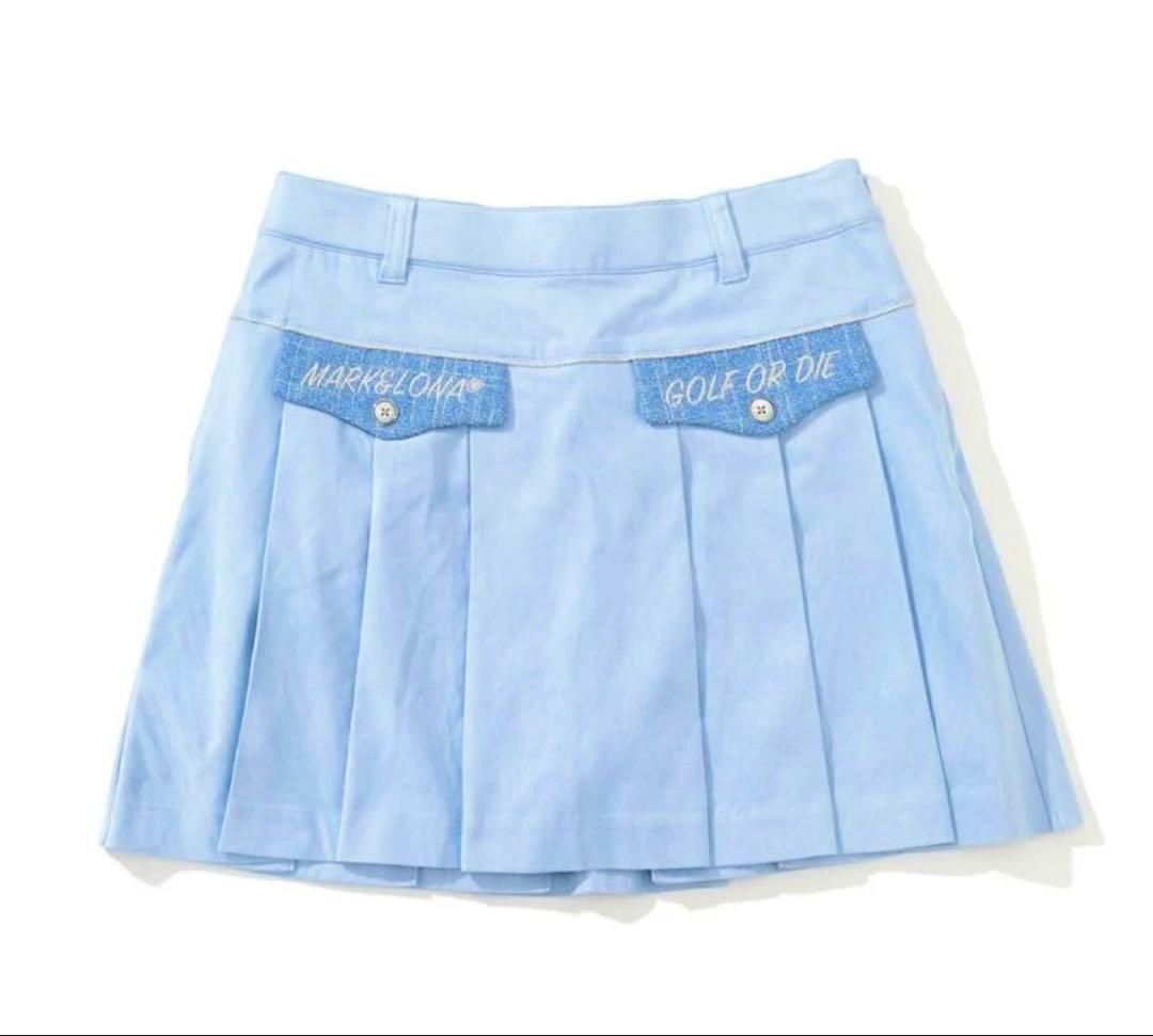 （お値下げ）Mark&Lona プリーツスカート Lサイズ　美品　ライトブルー