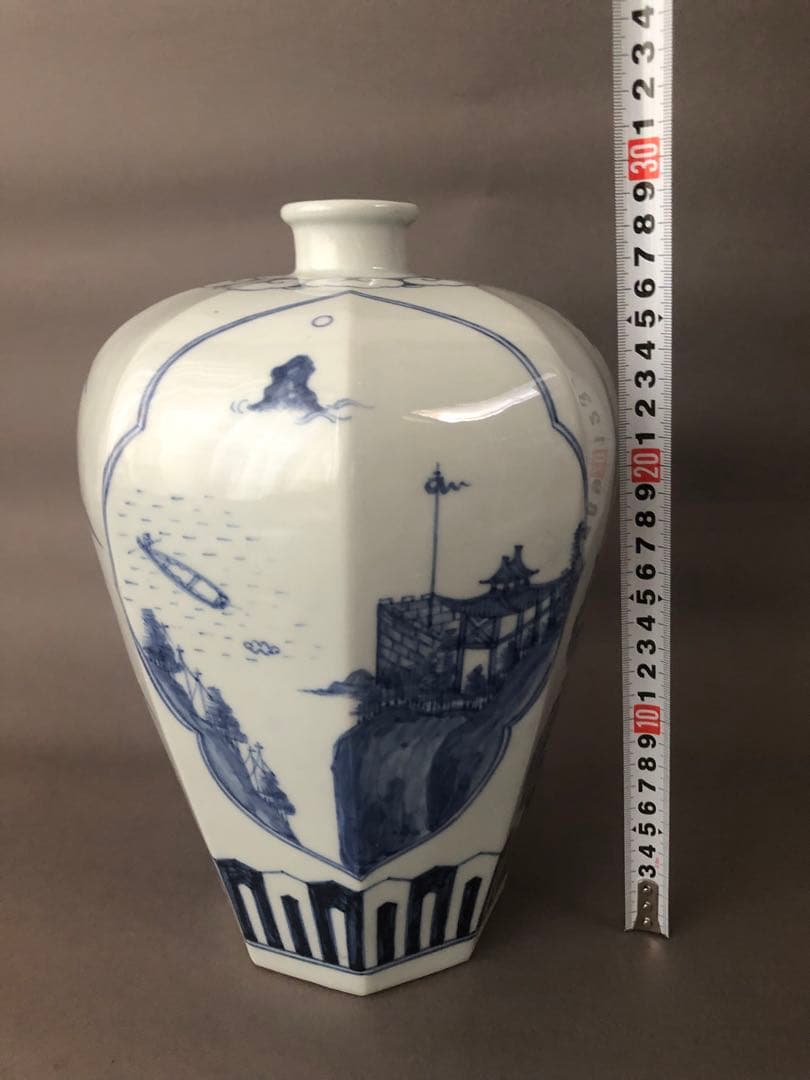 朝鮮陶器　染付青花雲堂手　壺