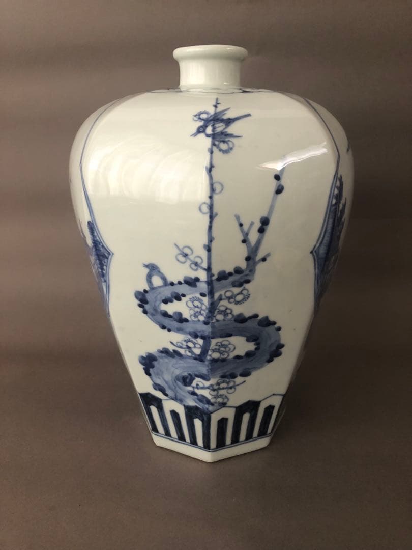 朝鮮陶器　染付青花雲堂手　壺