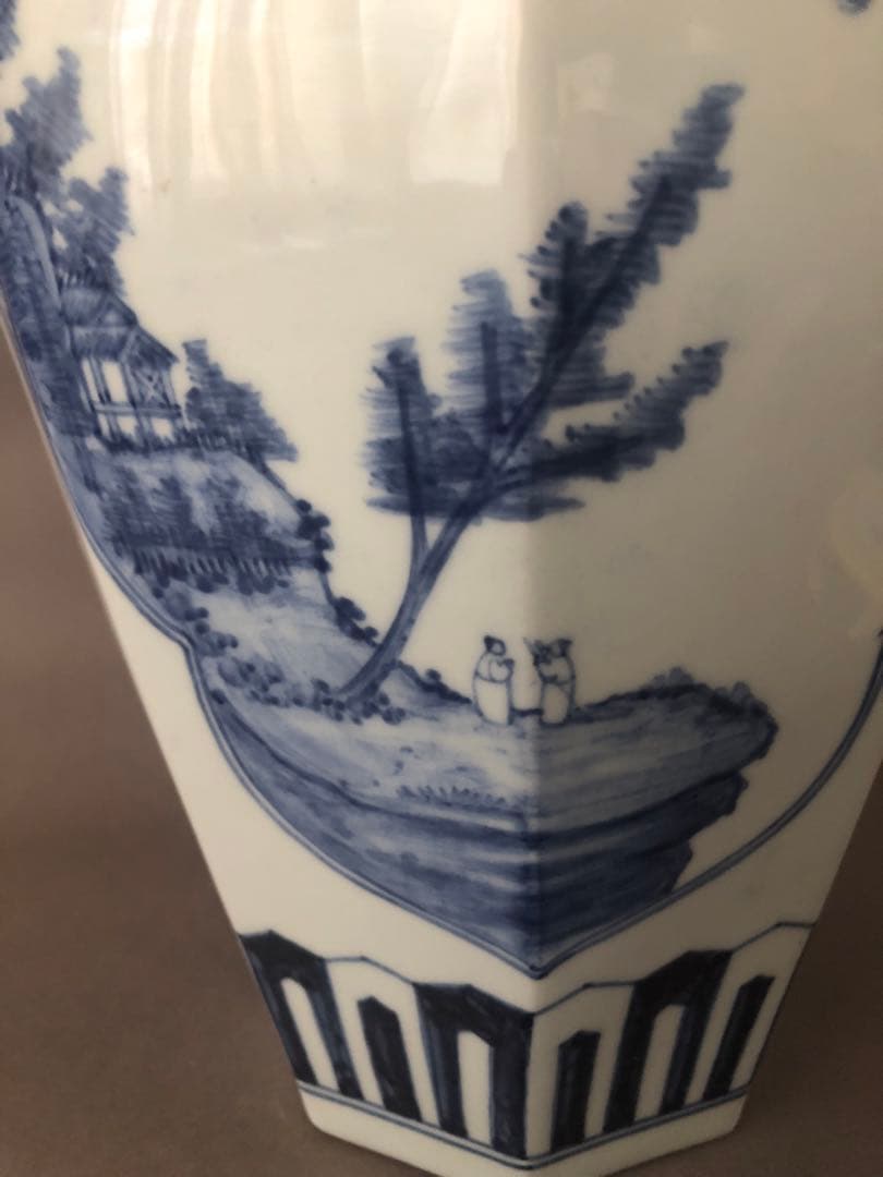 朝鮮陶器　染付青花雲堂手　壺