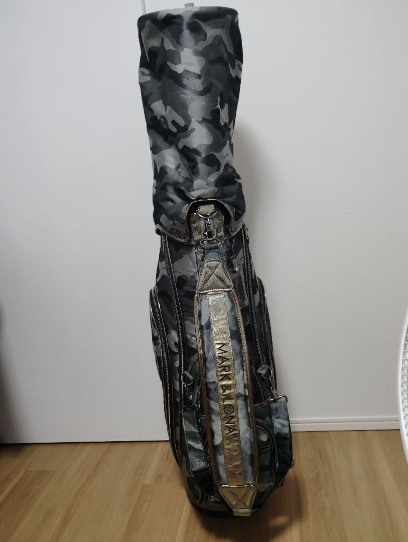 マーク&ロナ　キャディバッグ&カバーセット　カモフラ柄　カーキグレー7口