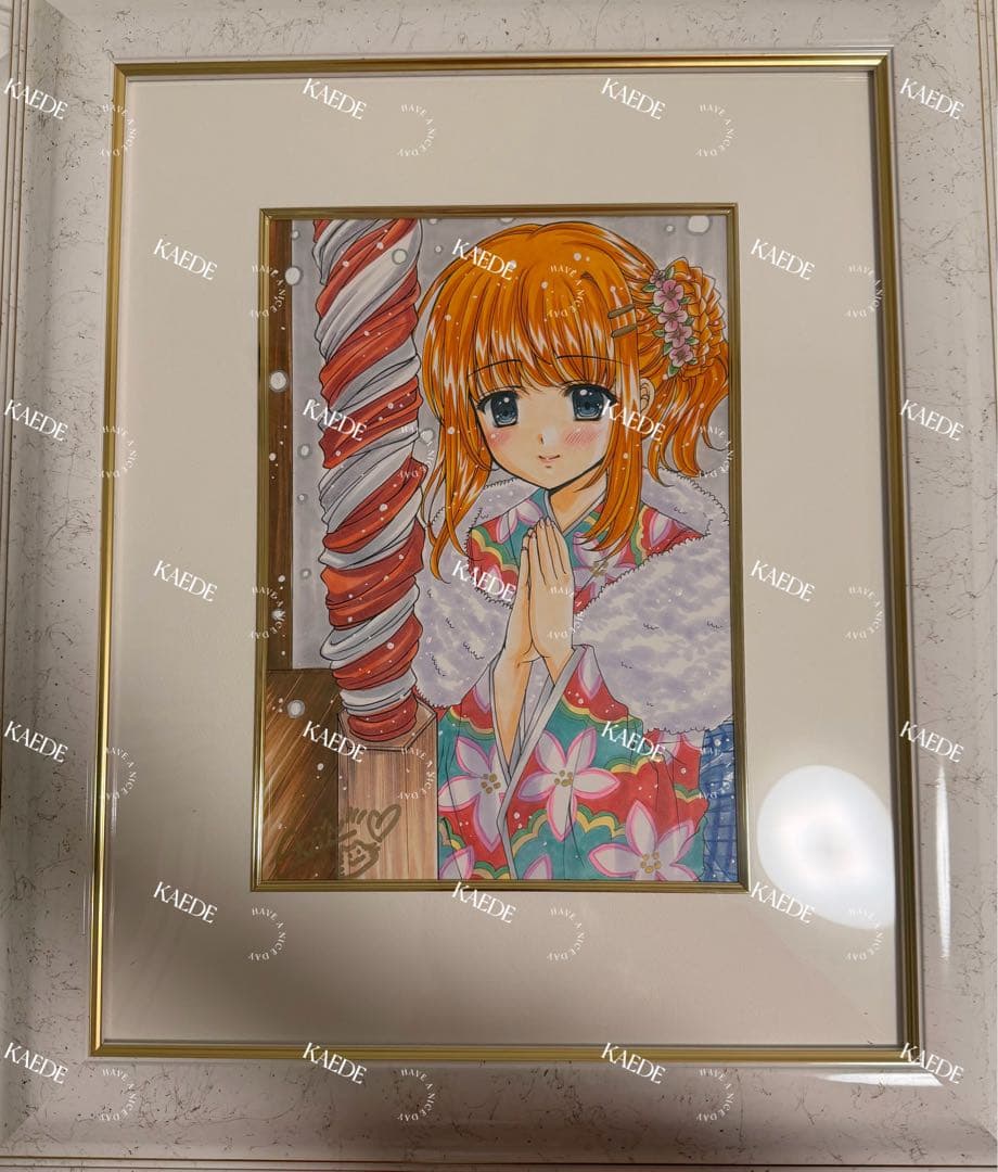 西又葵　芙蓉楓　カラー原画　一月　晴れ着