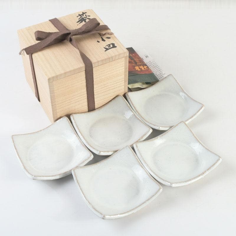 和食器　茶懐石　萩焼　吉賀將夫作　小皿　五客　共箱　V　9516