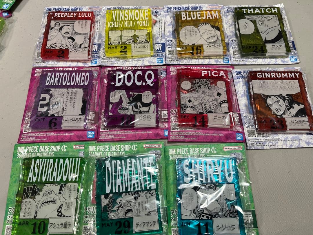 ワンピースベースショップくじ　アクリルブロックチャーム11個セット