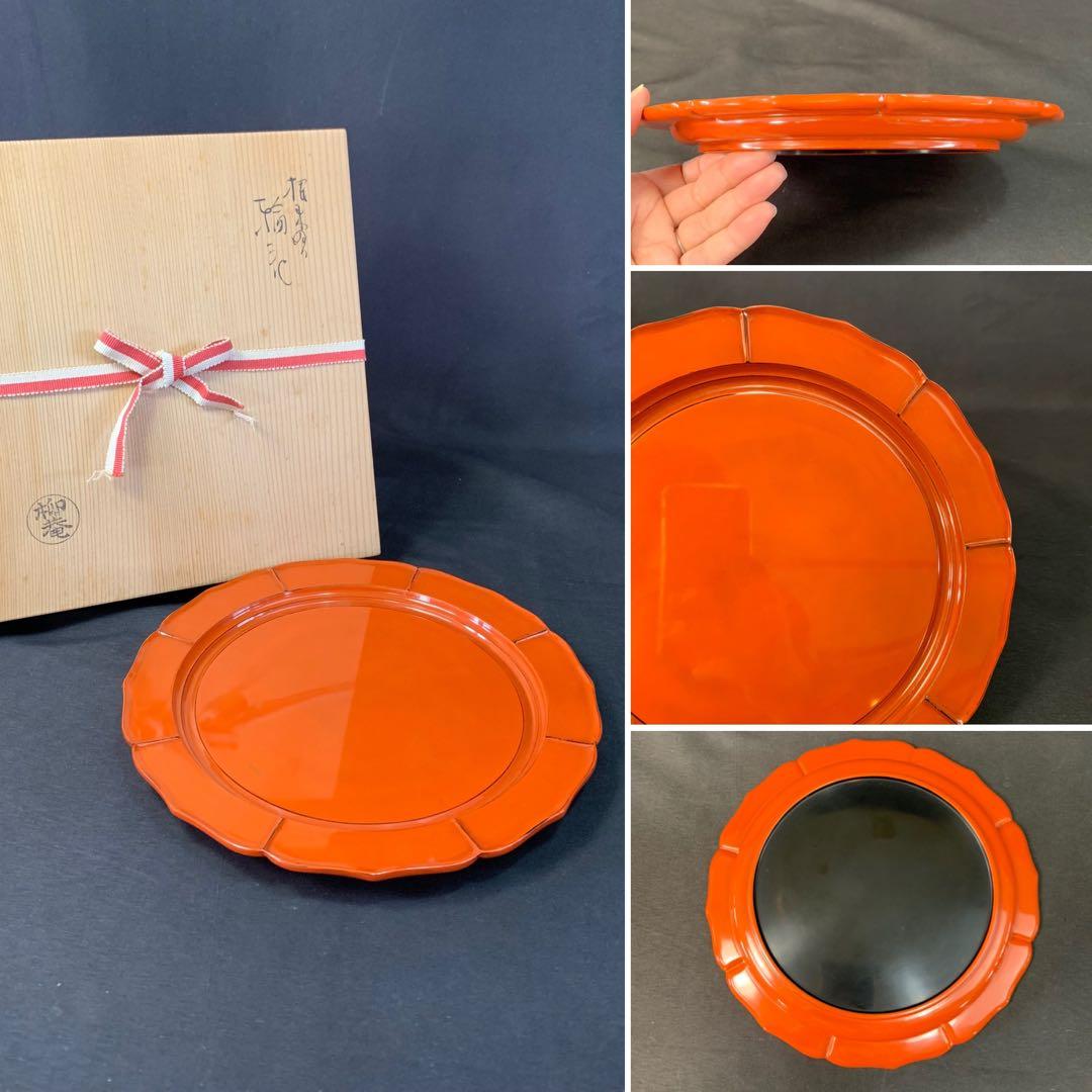 E185 送料無料　菓子器　菓子皿　漆器　茶道具　茶室　茶道　共箱