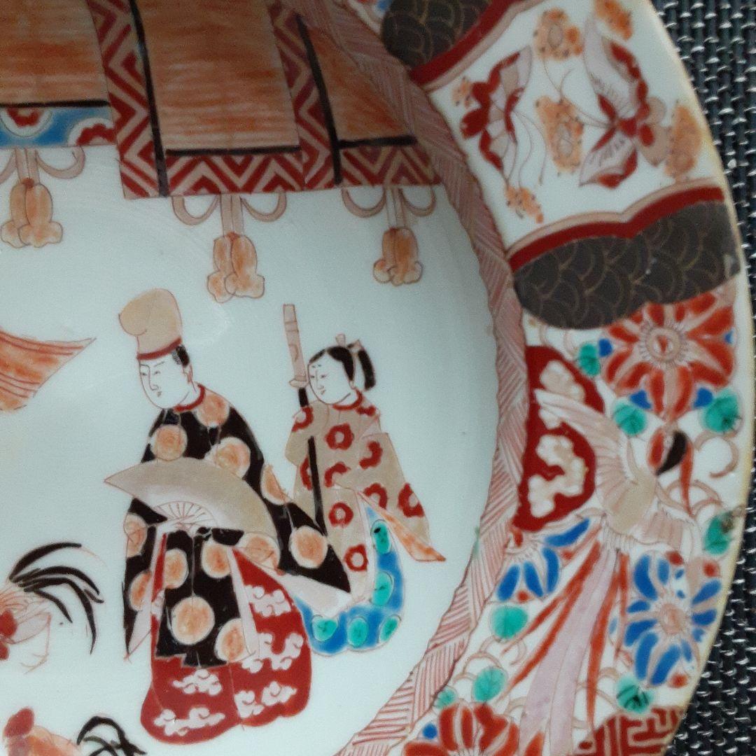 古い伊万里三川内有田焼骨董皿/裏銘「山枡造」肥蝶山信甫/蔵春亭里帰り/幕末明治