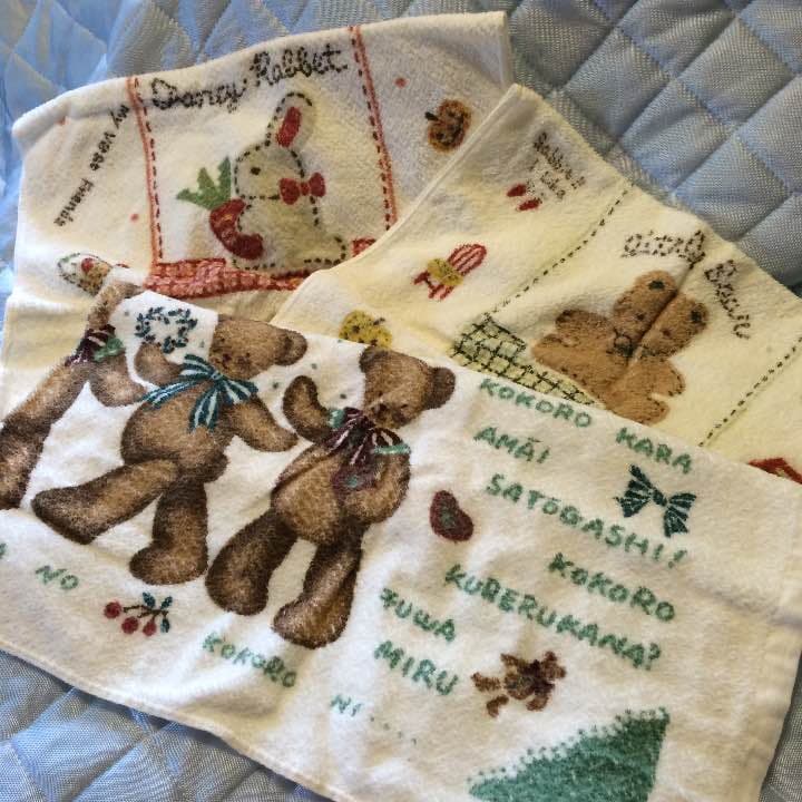 ☆売り切れました。クマちゃん、うさぎちゃん 長タオル3枚セット☆