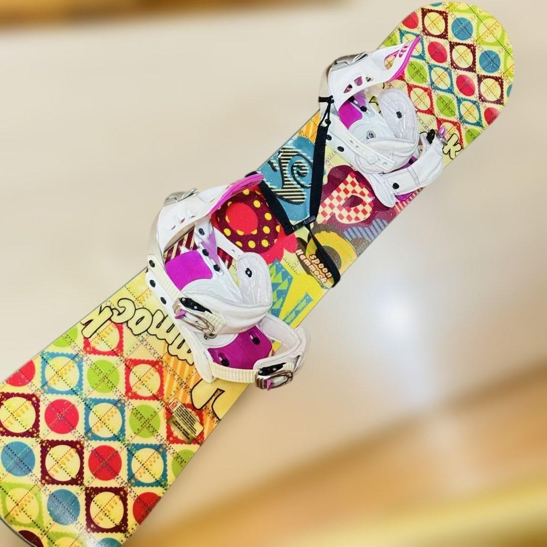 144cm ハミック スノーボード ピンク/マルチカラービンディング女性初心者