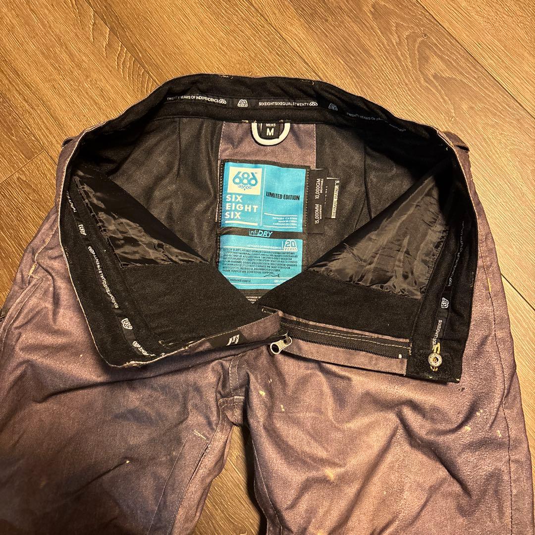 686　スノーボードウェア　ダークグレー　ダメージデニム風