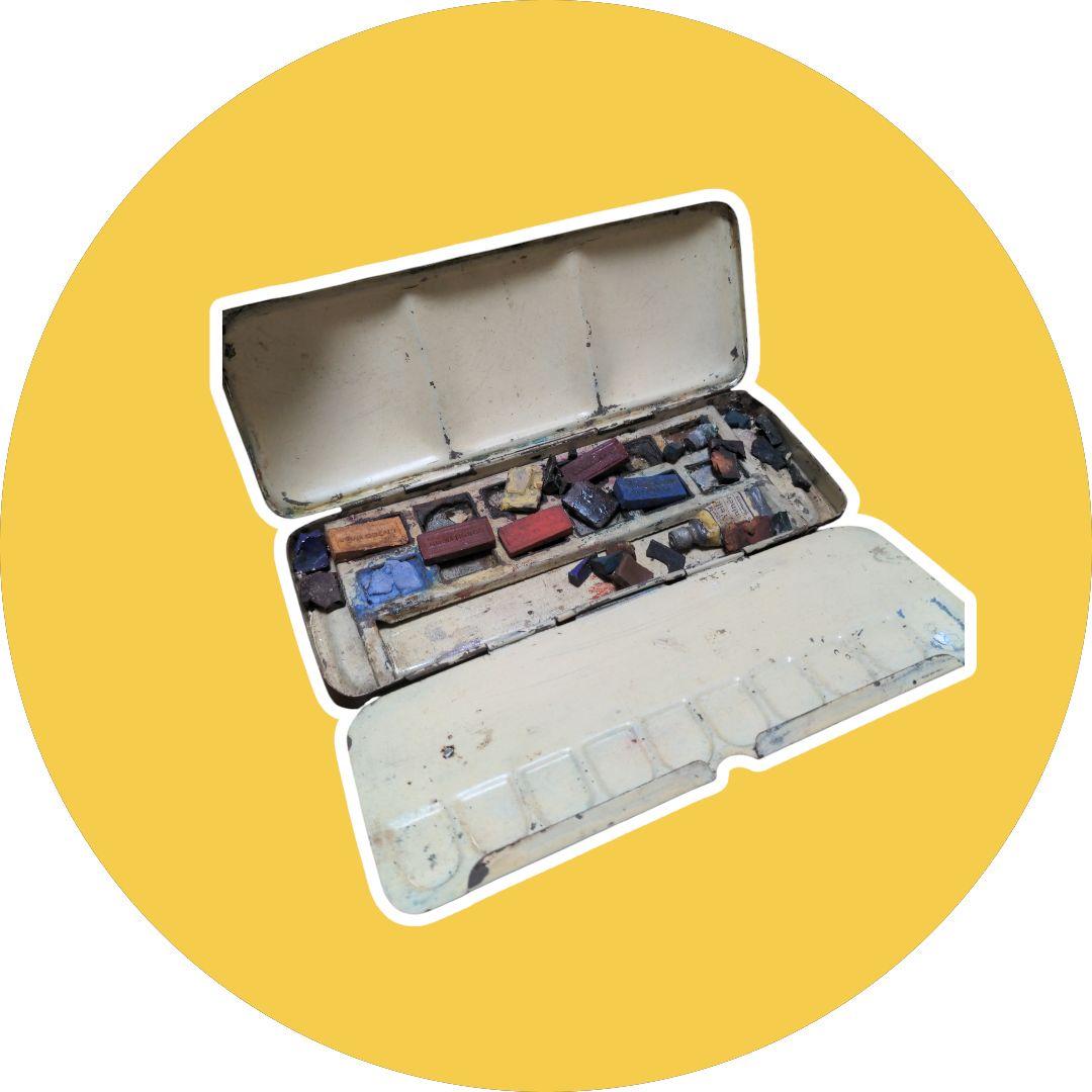 値引OK　フランスアンティーク　水彩絵具パレット 金属製　この良さが分かる貴方へ