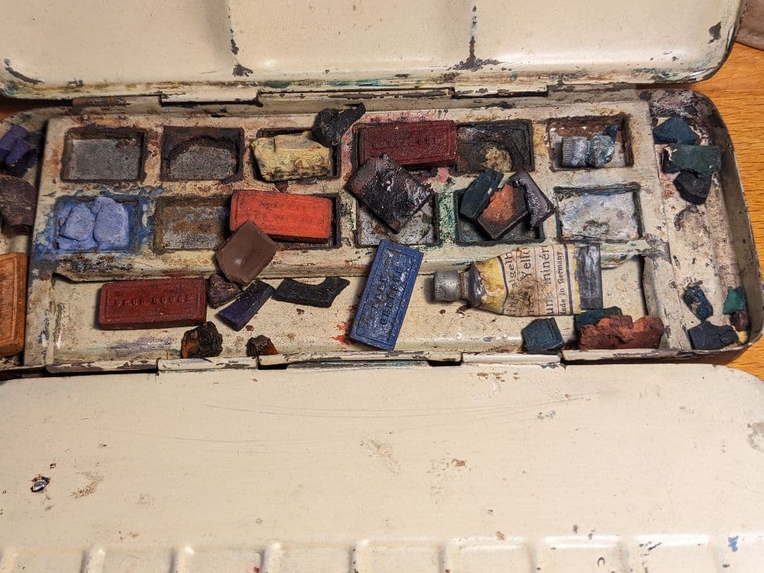 値引OK　フランスアンティーク　水彩絵具パレット 金属製　この良さが分かる貴方へ