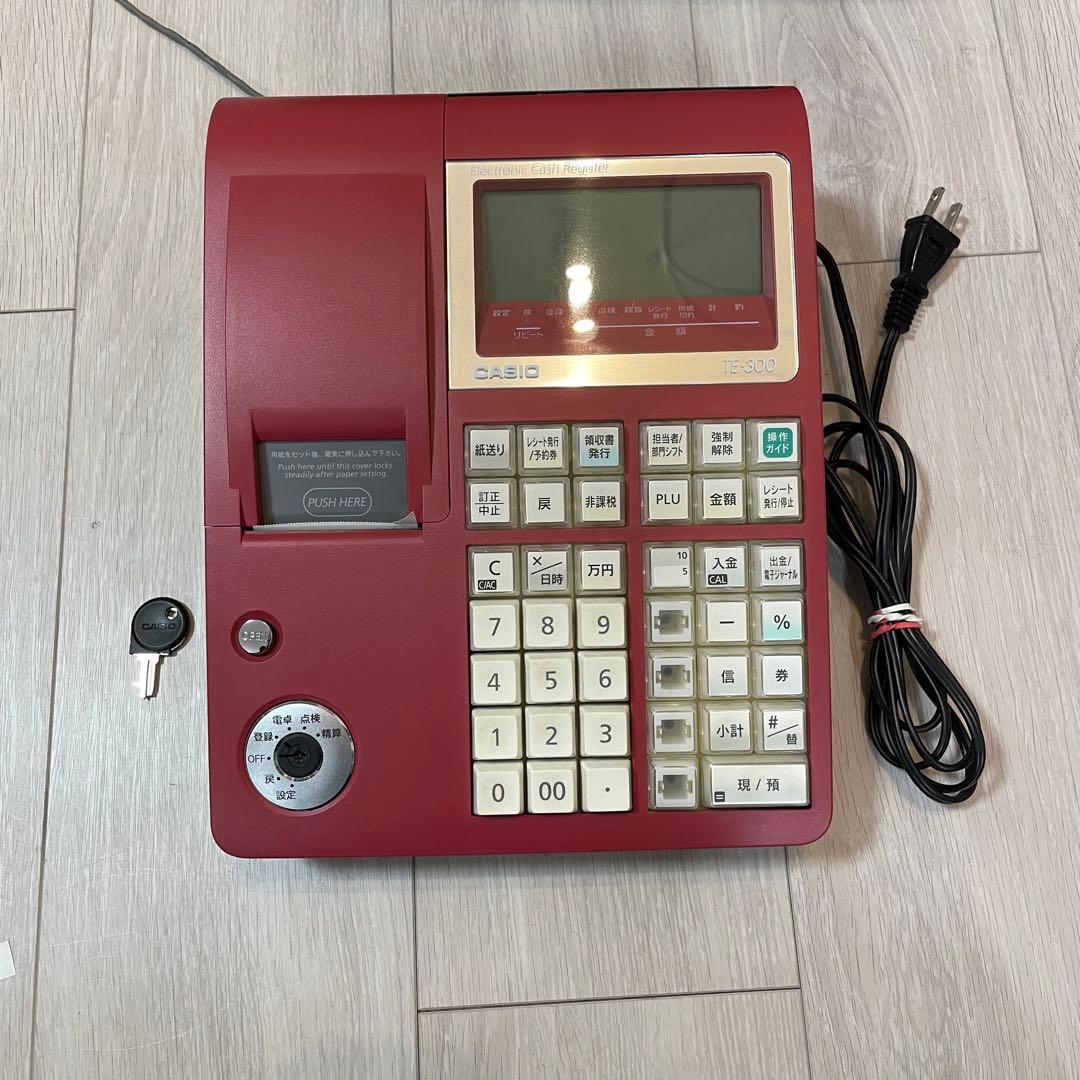 CASIO TE-300 レジスター 赤 レシートロール1個