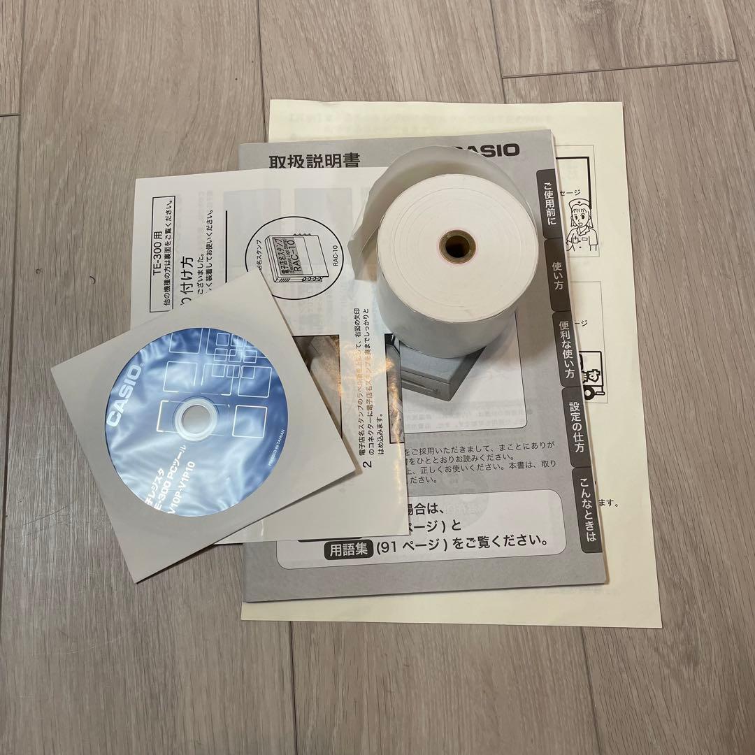 CASIO TE-300 レジスター 赤 レシートロール1個