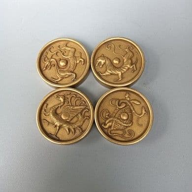 四神獣 書法 圧紙 黄銅 細工 重厚 極少品 文鎮 文房四宝 鎮尺 置物