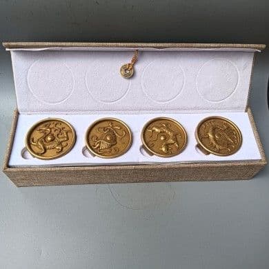 四神獣 書法 圧紙 黄銅 細工 重厚 極少品 文鎮 文房四宝 鎮尺 置物