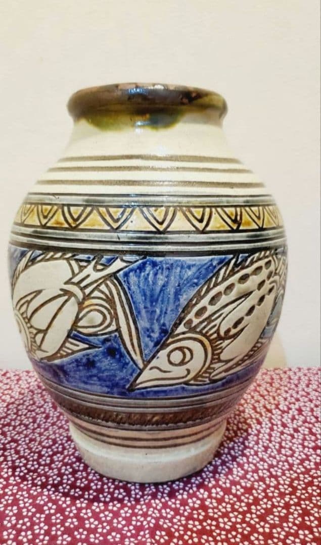 やちむん 金城次郎一門 宮城智 魚紋 大壺 人間国宝弟子