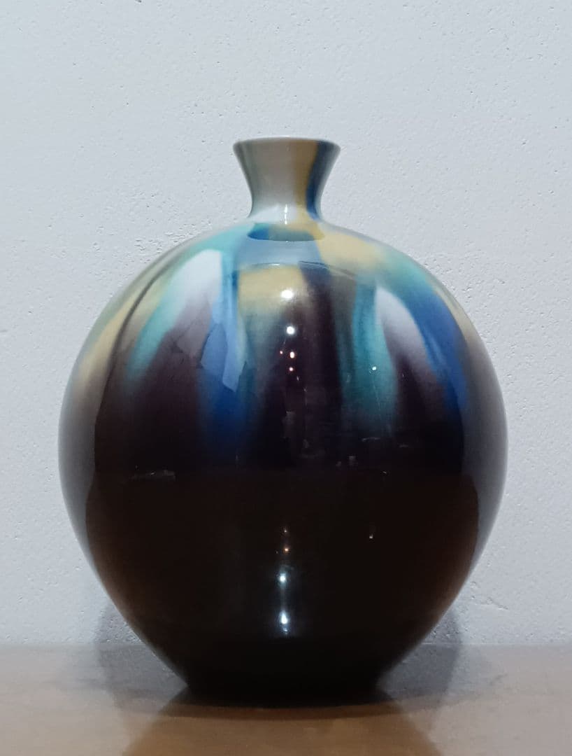 三代 徳田正彦 徳田八十吉 彩釉 壺 九谷焼 人間国宝