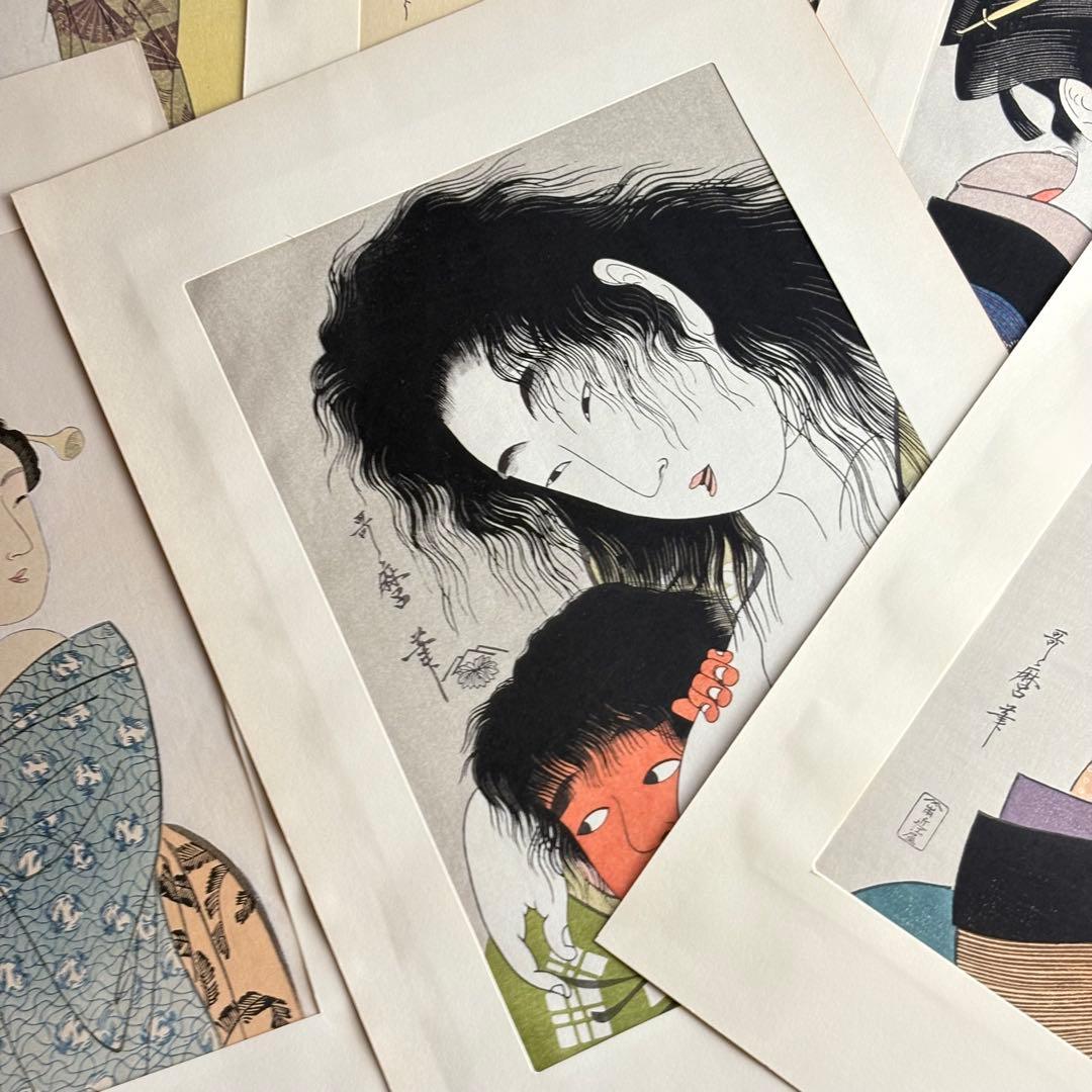 喜多川歌麿 木版画 6枚 浮世絵 當時全盛美人揃 浮気之相 娘日時計 他 美人