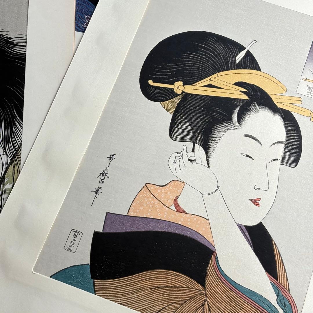 喜多川歌麿 木版画 6枚 浮世絵 當時全盛美人揃 浮気之相 娘日時計 他 美人