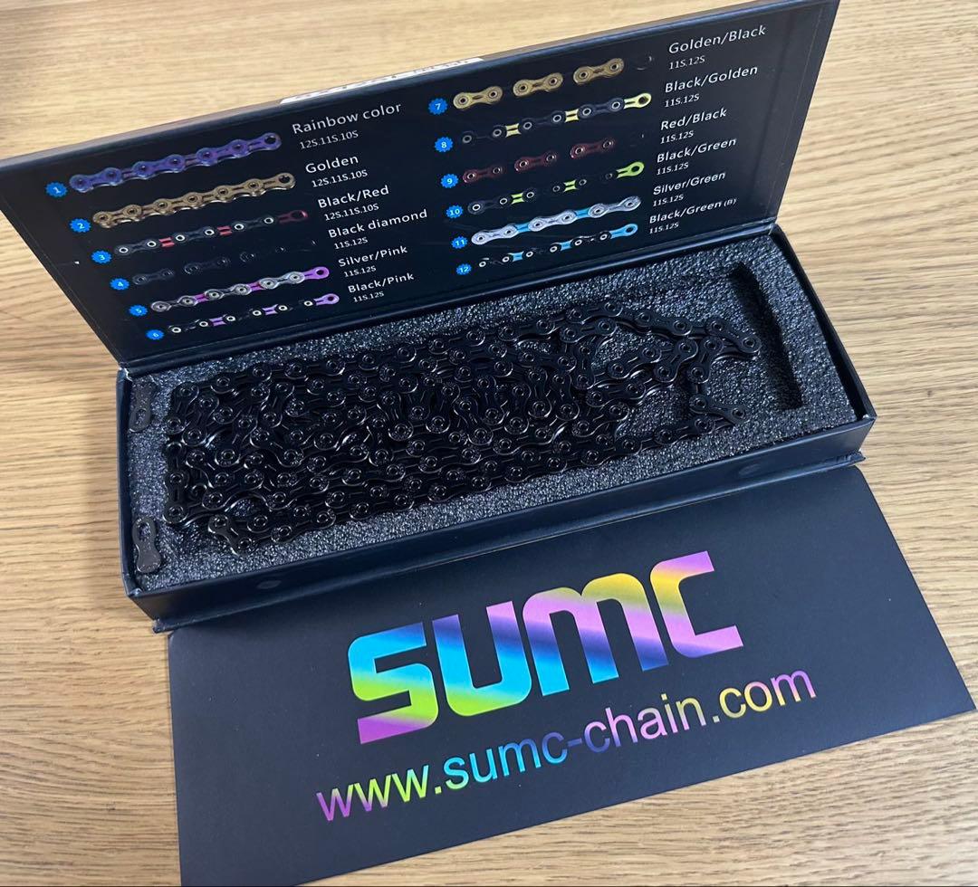SUMC 最上級SX12SL ゴールド　ブラック ギア12速用チェーン2本セット