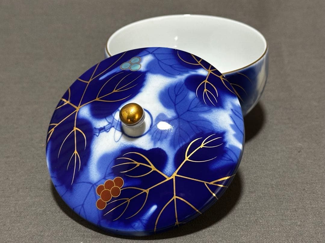 有田焼 深川製磁 染錦葡萄 茶器揃（急須、蓋付き湯呑み，湯冷まし）