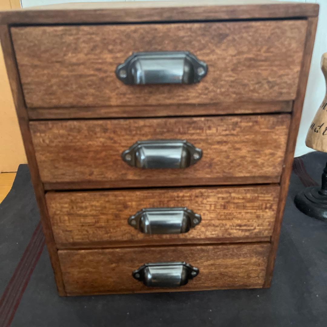 昔の古い小引き出し4段　古道具