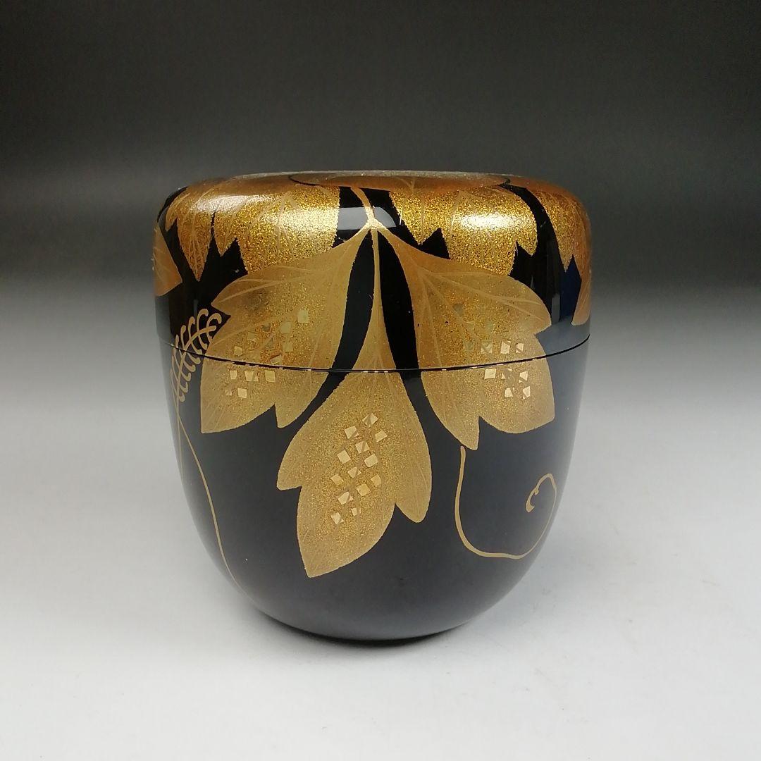 Ｔ８０２　棗　『金蒔絵』『稲井玉甫 作』　共箱　茶道具