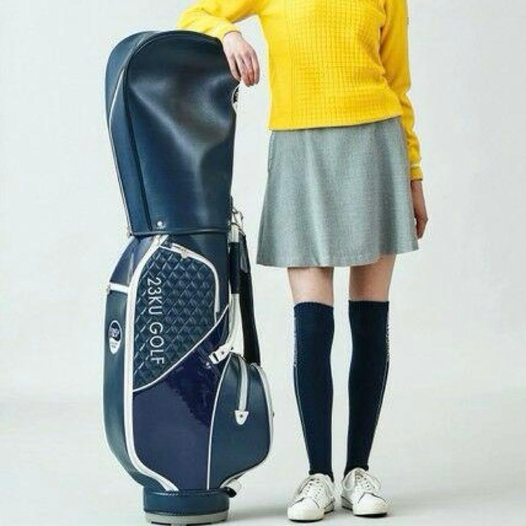 新品 23区ゴルフレディース 大人可愛い キルト×エナメル キャディバッグ