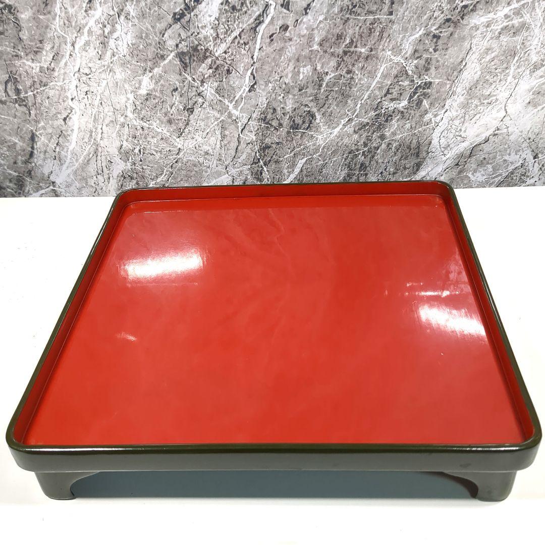 木製 漆器 緑内朱 脚付会席膳 10客セット 江戸時代後期 骨董品 黒漆木箱付き