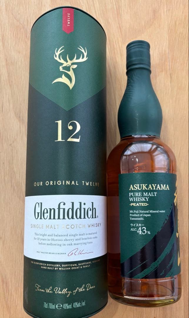 Glenfiddich 12 年 & 飛鳥山ピュアモルトウイスキー2本セット