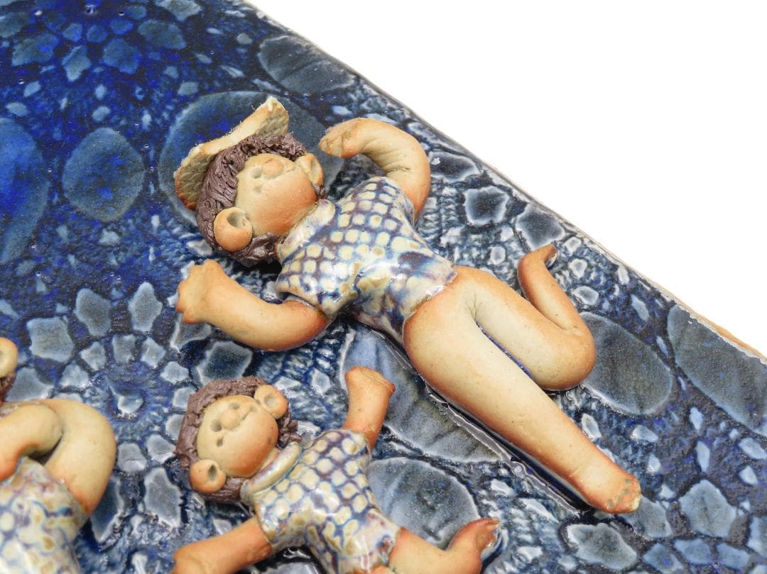 青芳人形 陶板 陶器人形 森元青芳 砥部焼 オブジェ 置物 インテリア