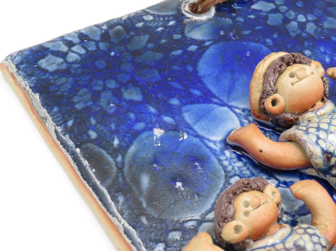 青芳人形 陶板 陶器人形 森元青芳 砥部焼 オブジェ 置物 インテリア